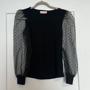 Black long sleeve with mesh puff sleeves